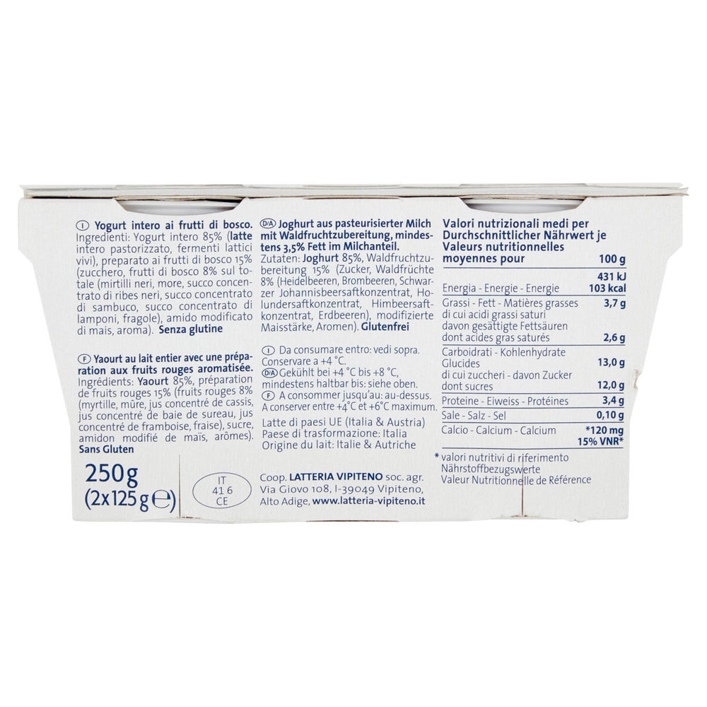YOGURT CREMOSO VIPITENO FRUTTI DI BOSCO 2X125 G - 1