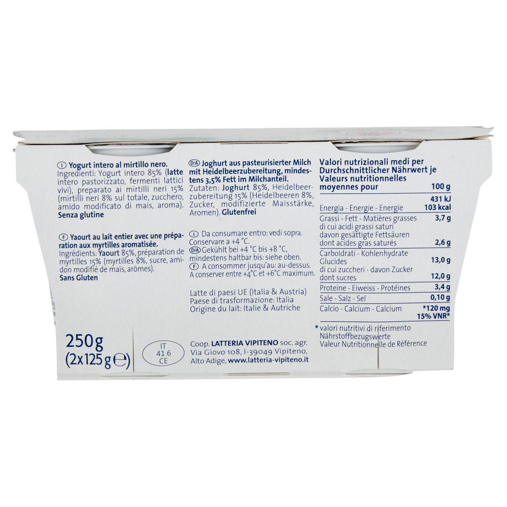 YOGURT CREMOSO VIPITENO MIRTILLI 2X125 G - 1