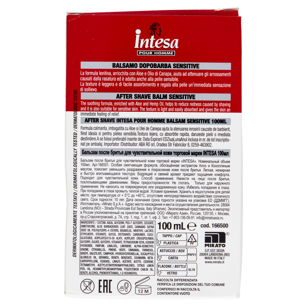 BALSAMO DOPO BARBA VITACELL NO ALCOOL INTESA POUR HOMME SCATOLA ML.100 - 1