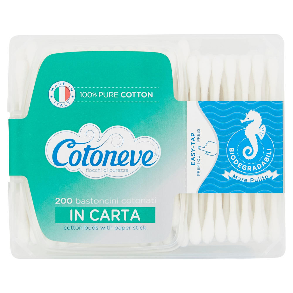 PULIORECCHIE COTONEVE  GREENSTICKS DI CARTA BIOD.BASTONCINI X 200 SC. PZ.1 - 0