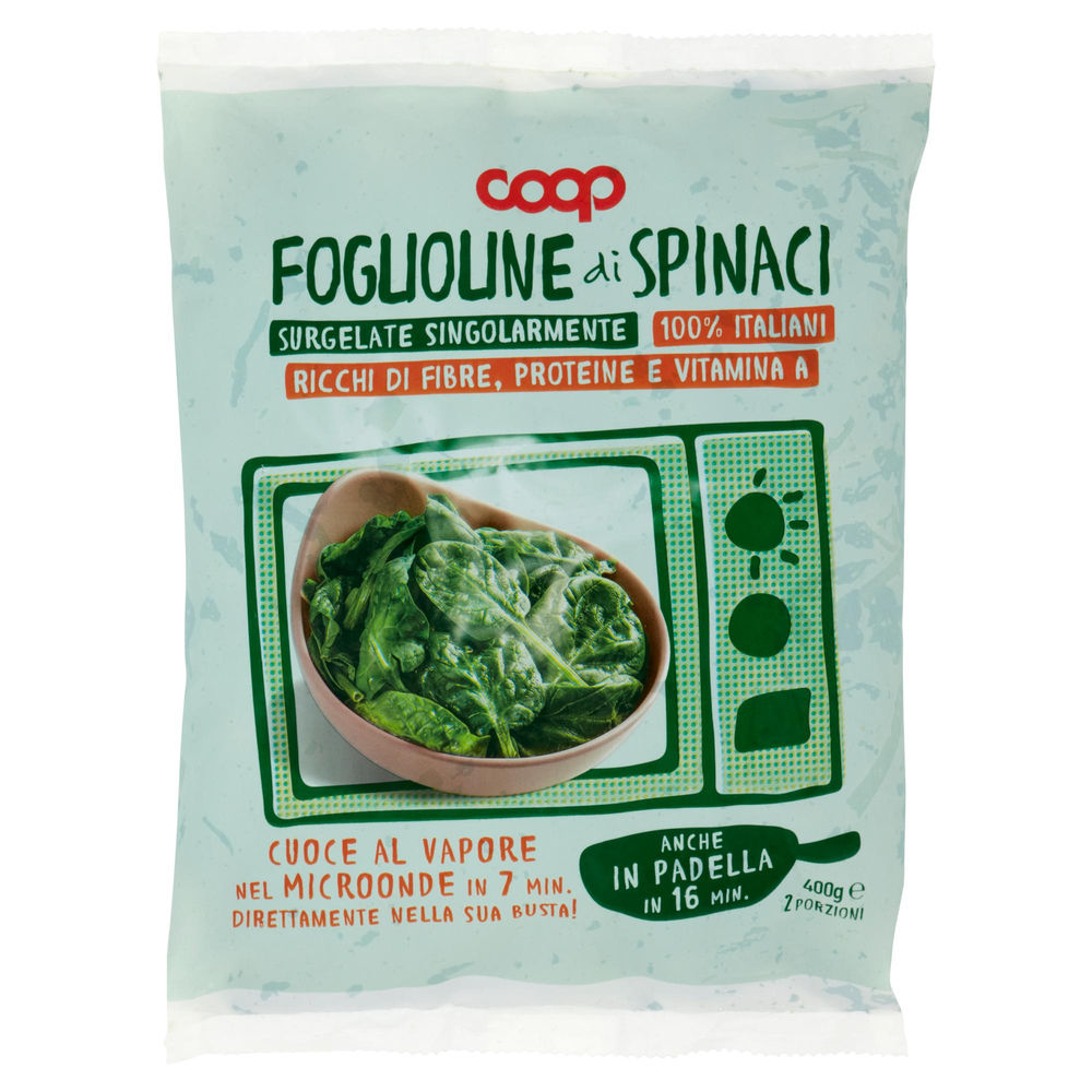 Spinaci in foglioline surg.singolarmente per microonde coop g 400