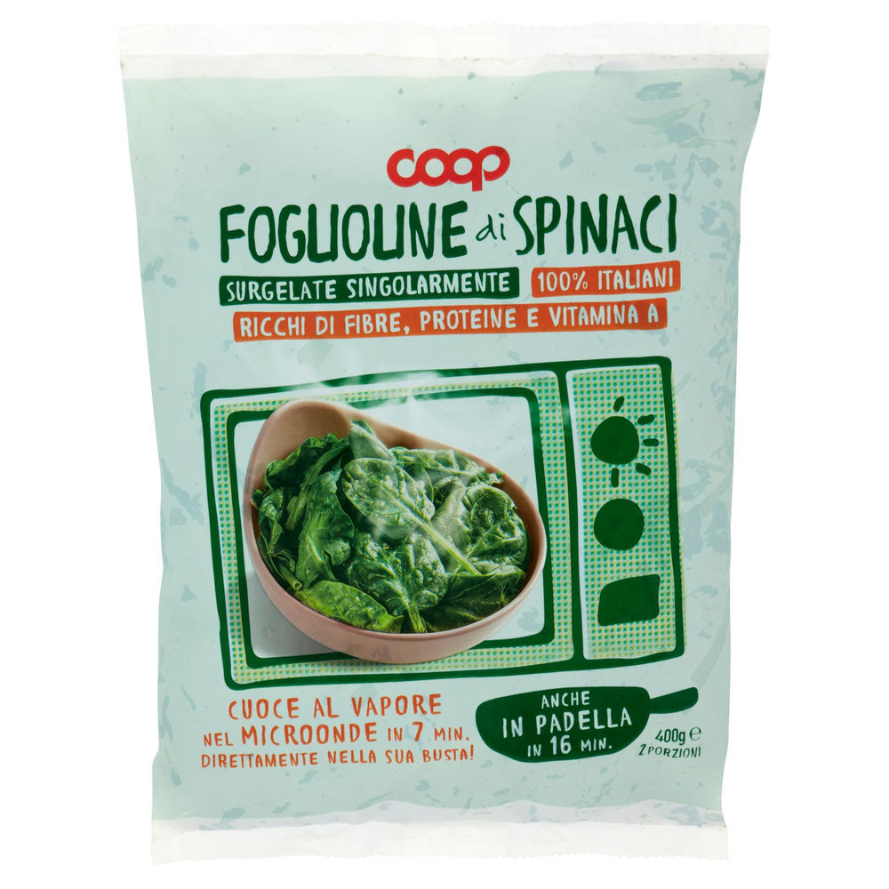 SPINACI IN FOGLIOLINE SURG.SINGOLARMENTE PER MICROONDE COOP G 400 - 6