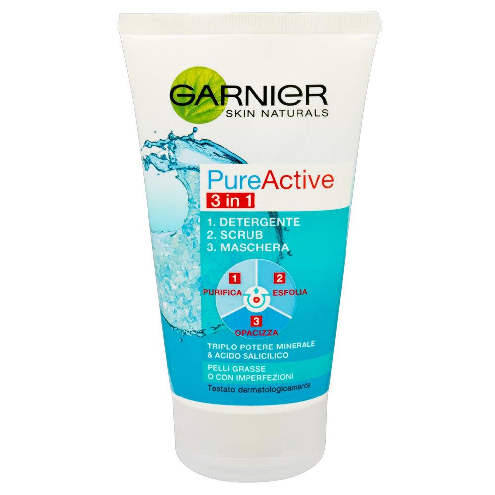 GEL DETERGENTE SCRUB MASCHERA GARNIER SKIN NATURALS PURE ACTIVE 3IN1 ML 150 - 7