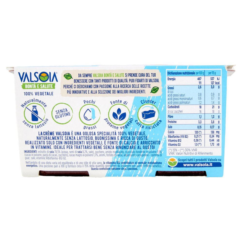 DESSERT CIOCCOLATO LA CREME VALSOIA CLUSTER 2X115G - 1