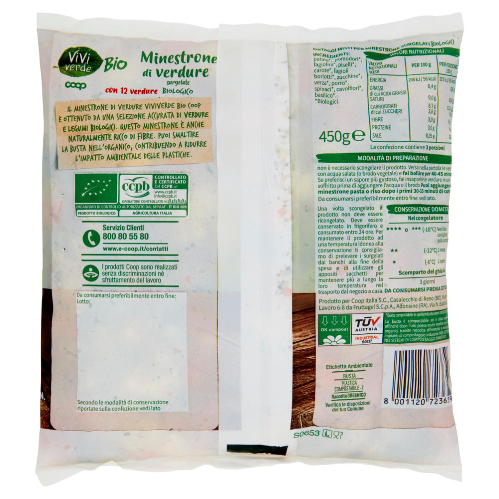 MINESTRONE SURGELATO DA AGRICOLTURA BIO VIVIVERDE COOP G 450 - 1