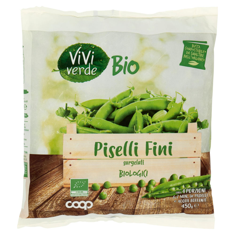 Piselli fini viviverde coop surgelati bio busta 450g