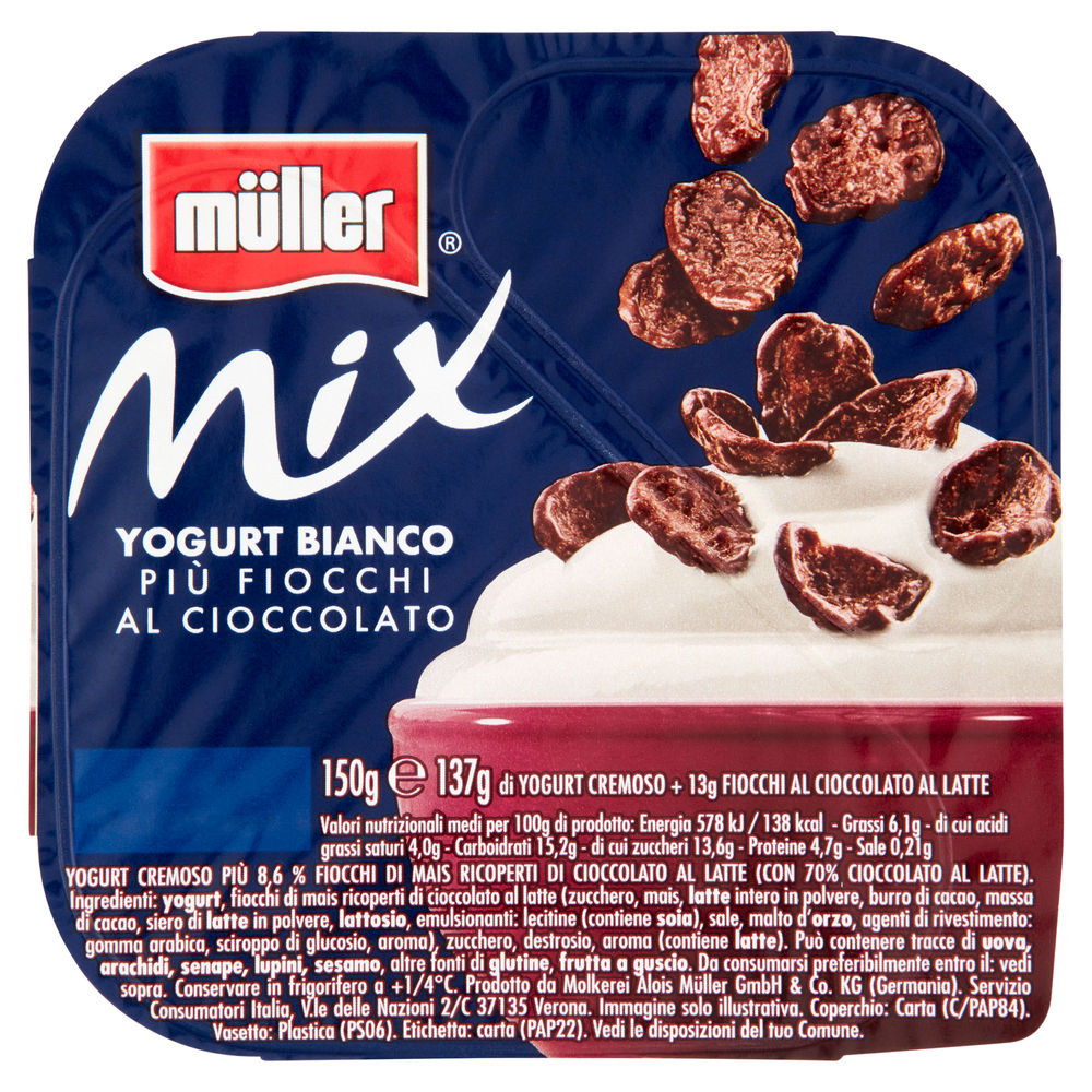 CREMA DI YOGURT MIX MULLER BIANCO+FIOCCHI DI CIOCCOLATO G 150 - 0