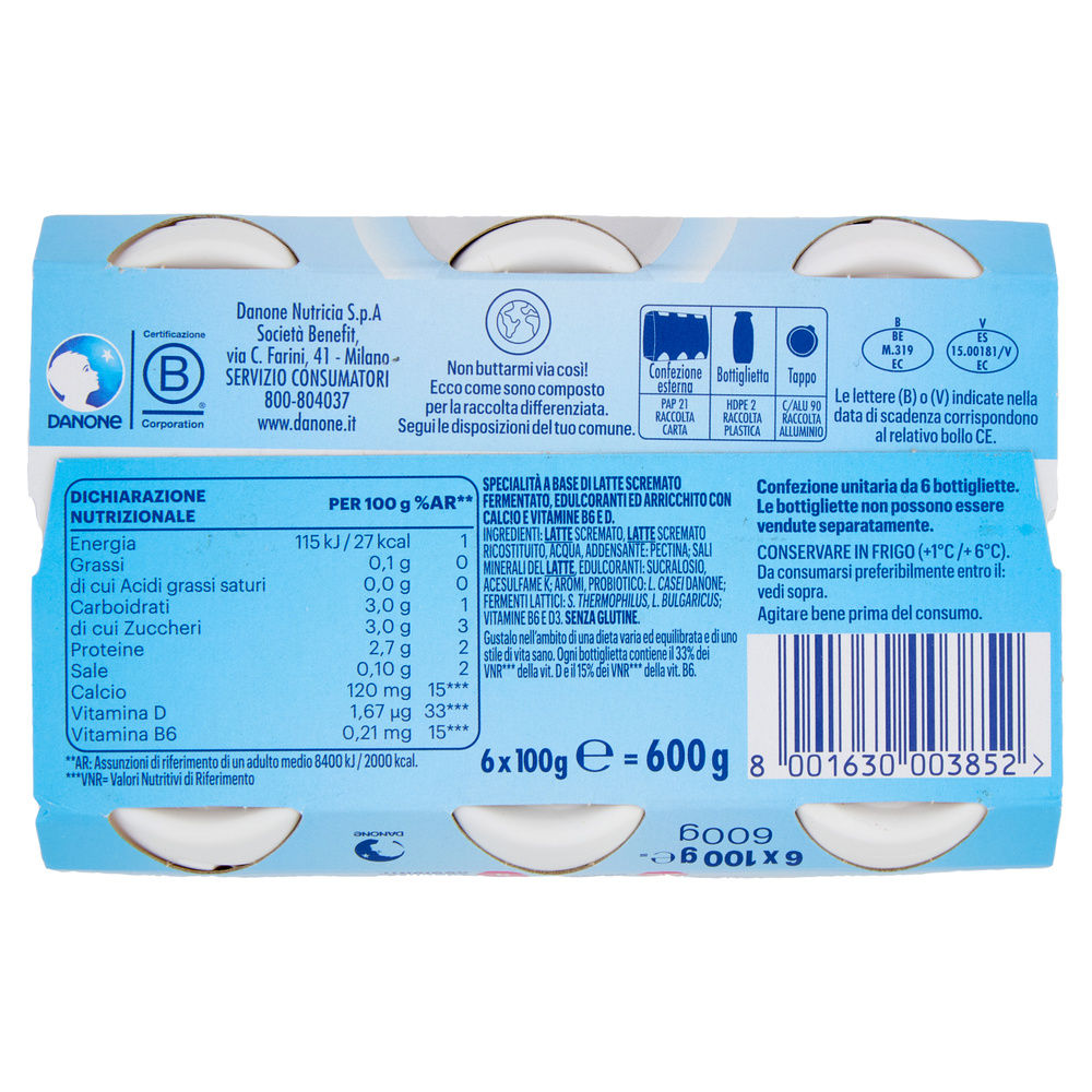 ACTIMEL 0% GRASSI  DANONE BIANCO 6X100 G - 2