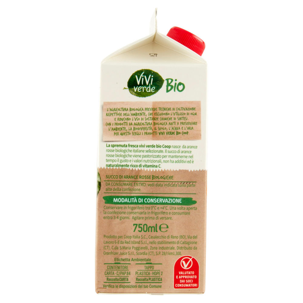 SPREMUTA VIVI VERDE COOP 100% ARANCIA ROSSA BIO BRICK 750 ML - 7