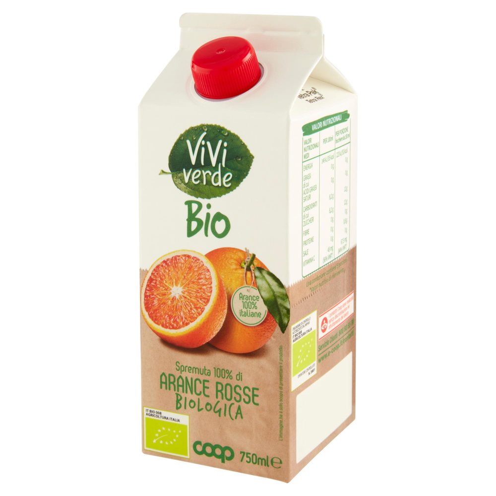 SPREMUTA VIVI VERDE COOP 100% ARANCIA ROSSA BIO BRICK 750 ML - 8