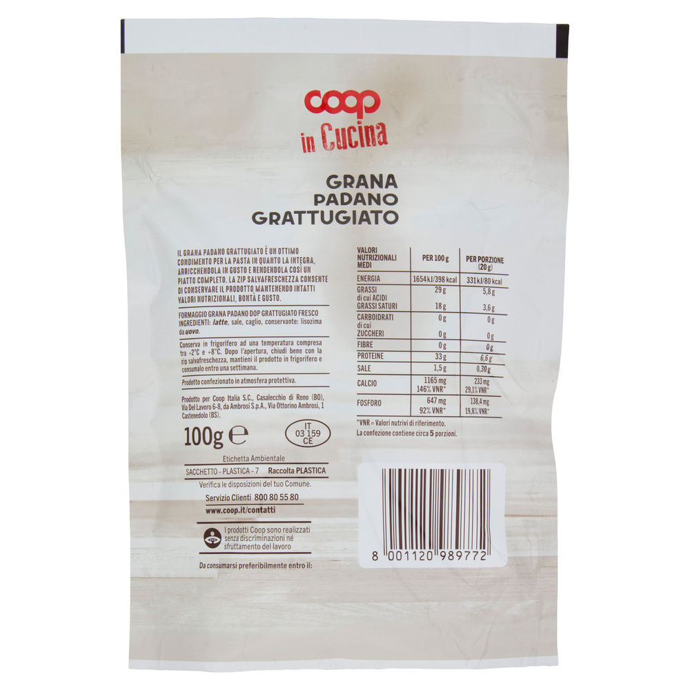 GRANA PADANO DOP GRATTUGIATO COOP BUSTA 100 G - 3