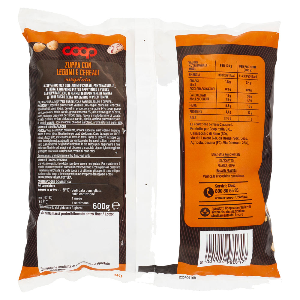 ZUPPA RUSTICA DI LEGUMI CON CEREALI COOP BUSTA SURG. G 600 - 1