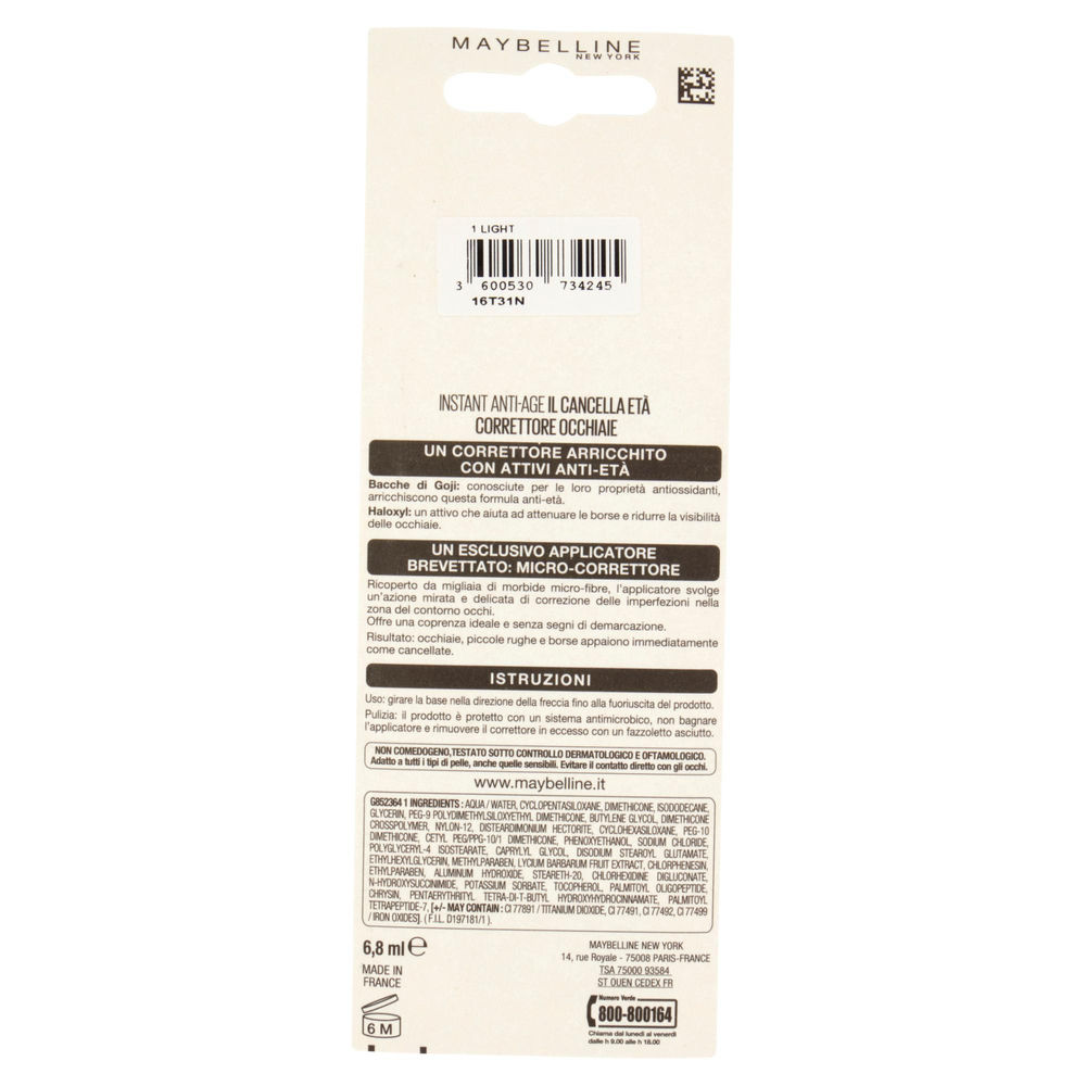 CORRETTORE OCCHI IL CANCELLA ETA' LIGHT MAYBELLINE BLISTER 1PZ - 1