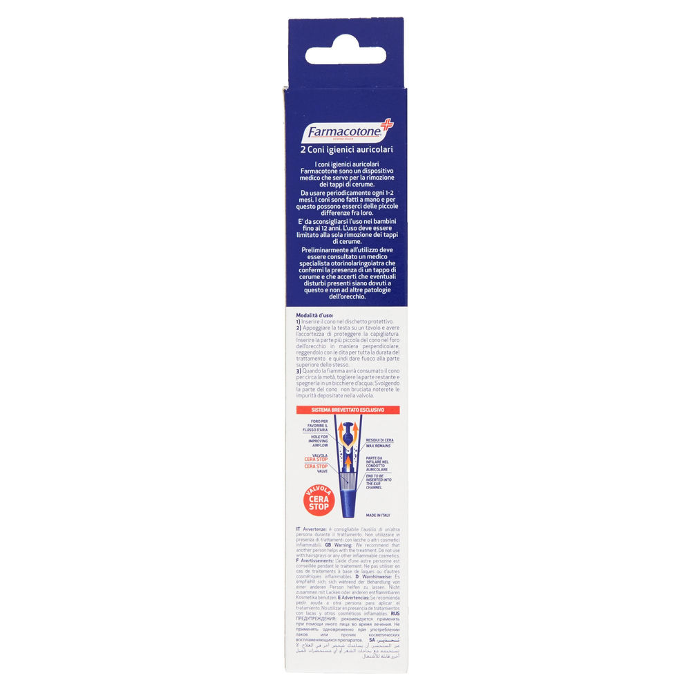 CONO AURICOLARE CON VALVOLA SICUREZZA FARMACOTONE BLISTER 2PZ - 1