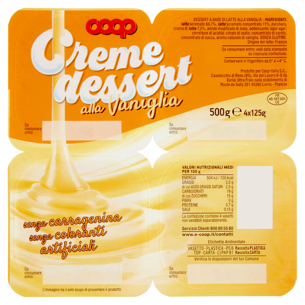 CREME DESSERT ALLA VANIGLIA COOP 4X125 G - 0
