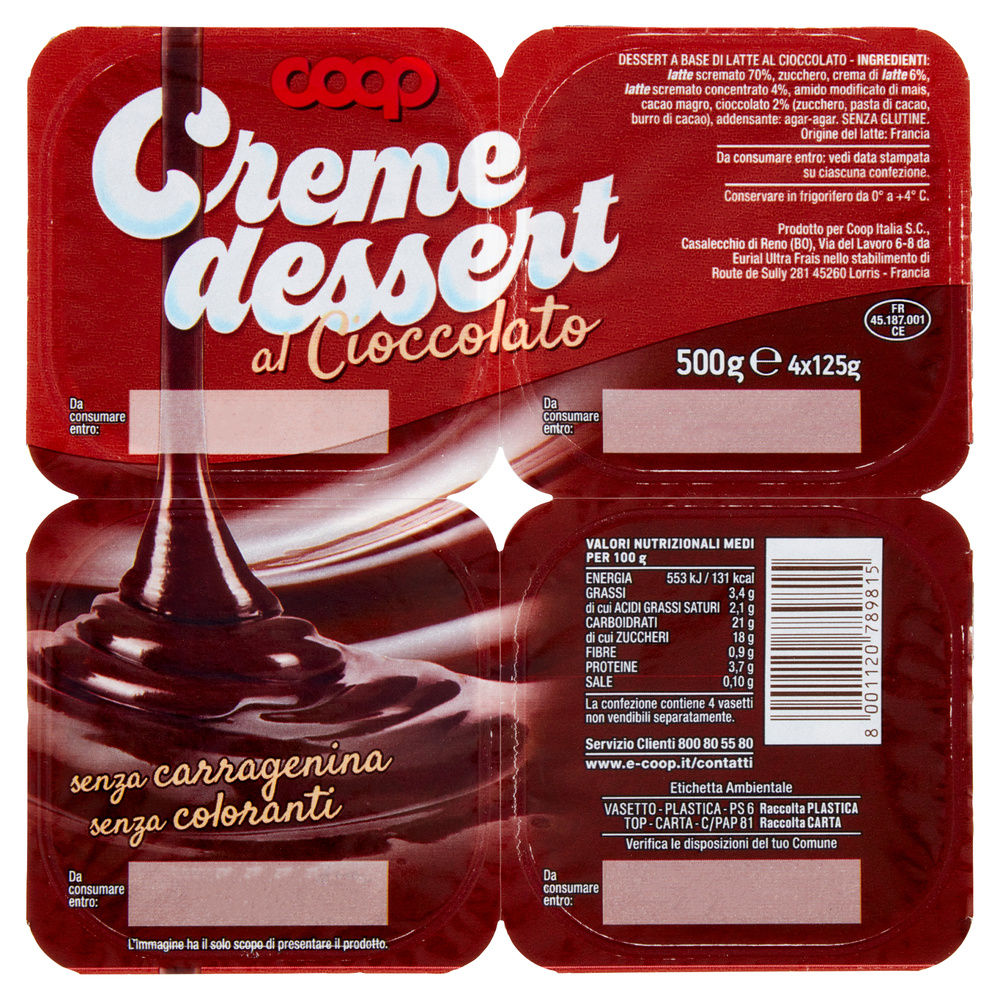 CREME DESSERT AL CIOCCOLATO COOP 4X125 G - 3