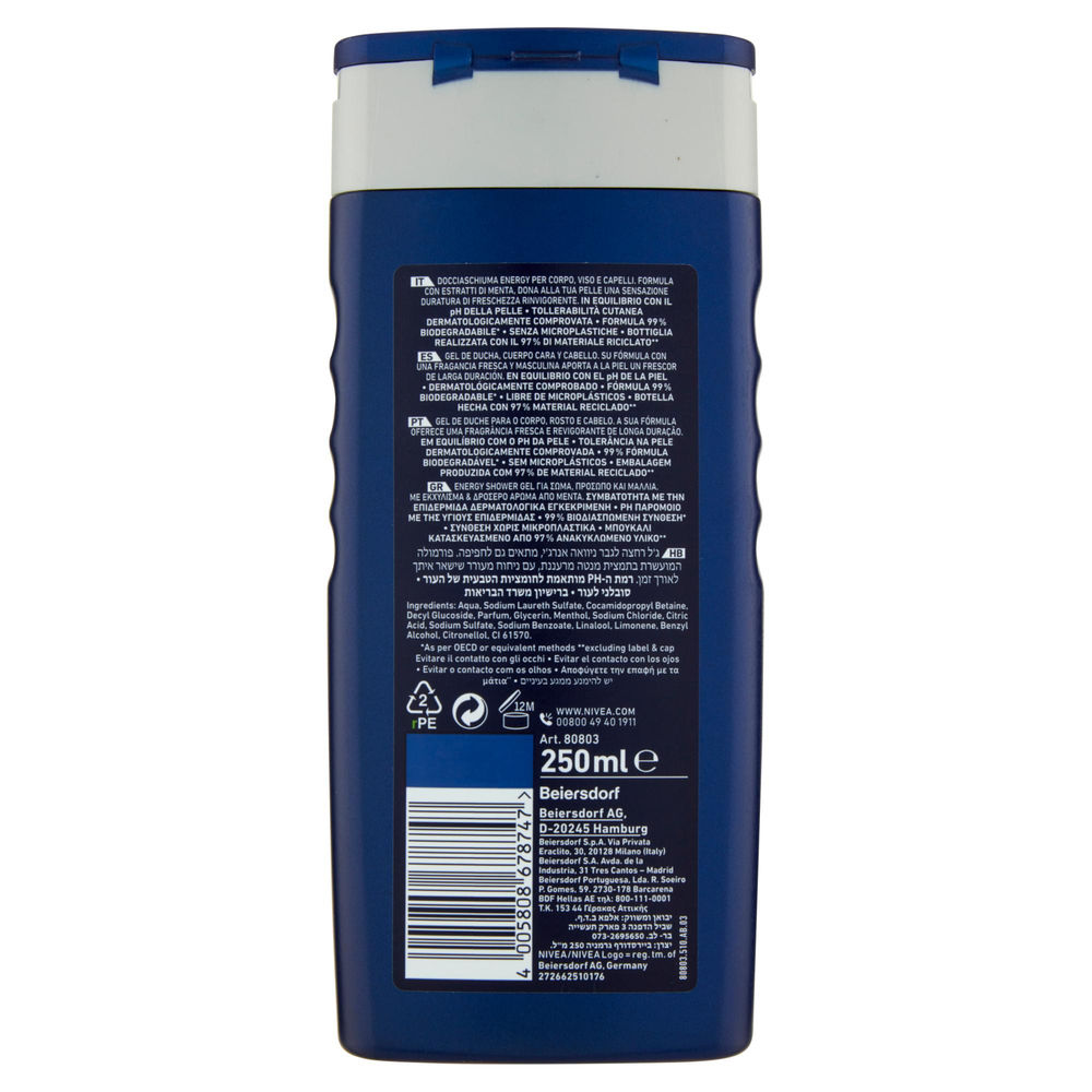 DOCCIA SCHIUMA NIVEA FOR MEN ENERGY FLACONE ML.250 - 1