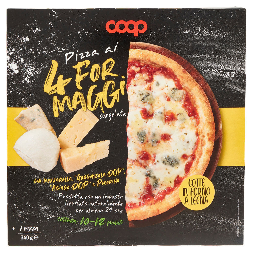 PIZZA AI 4 FORMAGGI CON MOZZ, GORGONZOLA ASIAGO E PECORINO SURG. COOP G 340 - 3