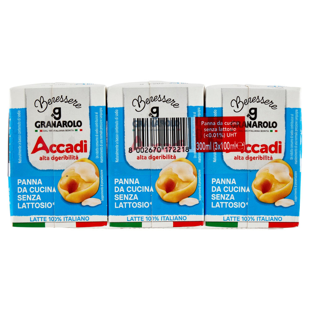 PANNA DA CUCINA UHT ACCADI' GRANAROLO SENZA LATTOSIO 3X100 ML - 1