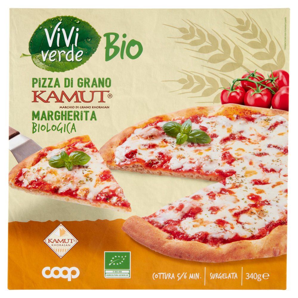 PIZZA MARGHERITA BIO CON IMPASTO KAMUT VIVIVERDE COOP SURGELATA G 340 - 0