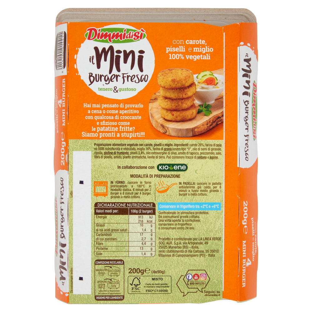 MINI BURGER CON CAROTE PISELLI E MIGLIO DIMMIDISI' VH G 200 - 1
