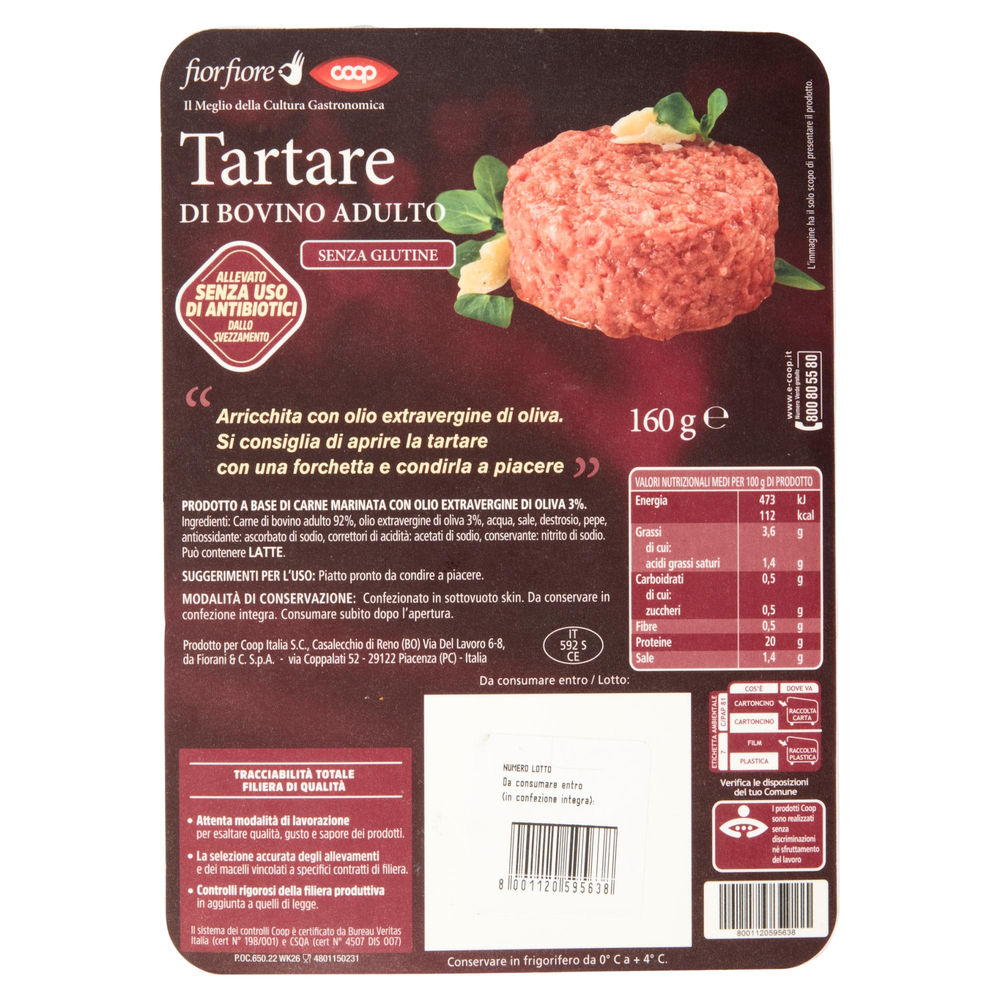 TARTARE DI BOVINO ADULTO ALS SKIN 160 G FIOR FIORE - 1