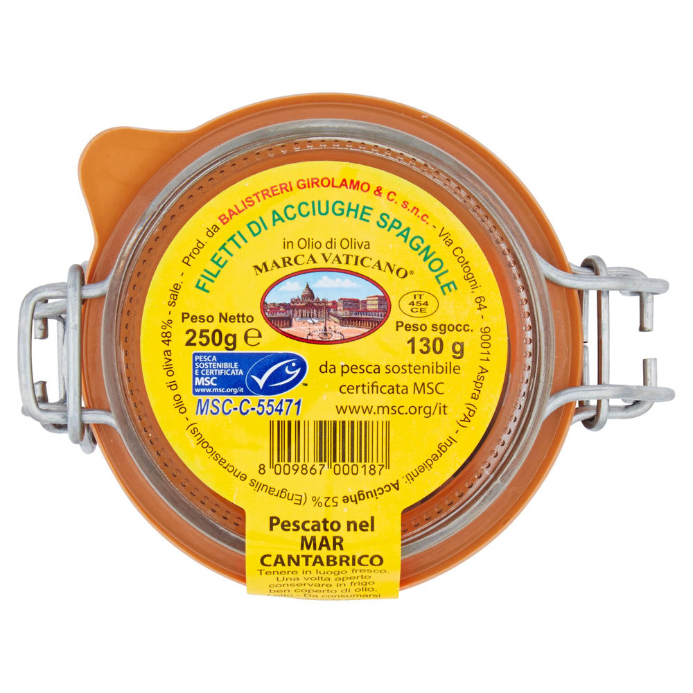 FILETTI DI ACCIUGHE CANTABR OLIO OLIV BALISTR PF 250G (SGOC 130G) VASO VETRO ERM - 6