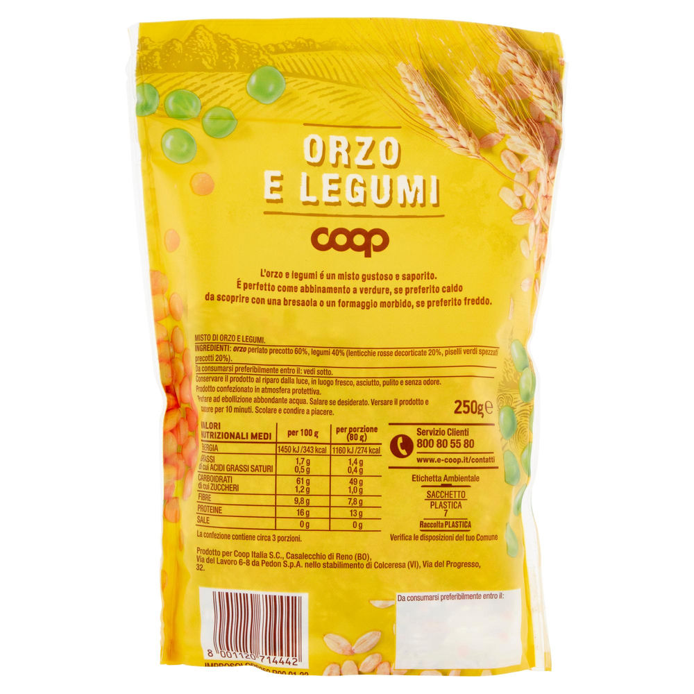 ORZO E LEGUMI RAPIDA COTTURA 10 MINUTI COOP DOYPACK G 250 - 1