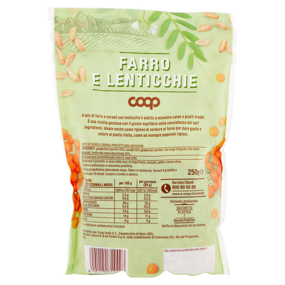 FARRO E LENTICCHIE RAPIDA COTTURA 10 MINUTI COOP DOYPACK G 250 - 1