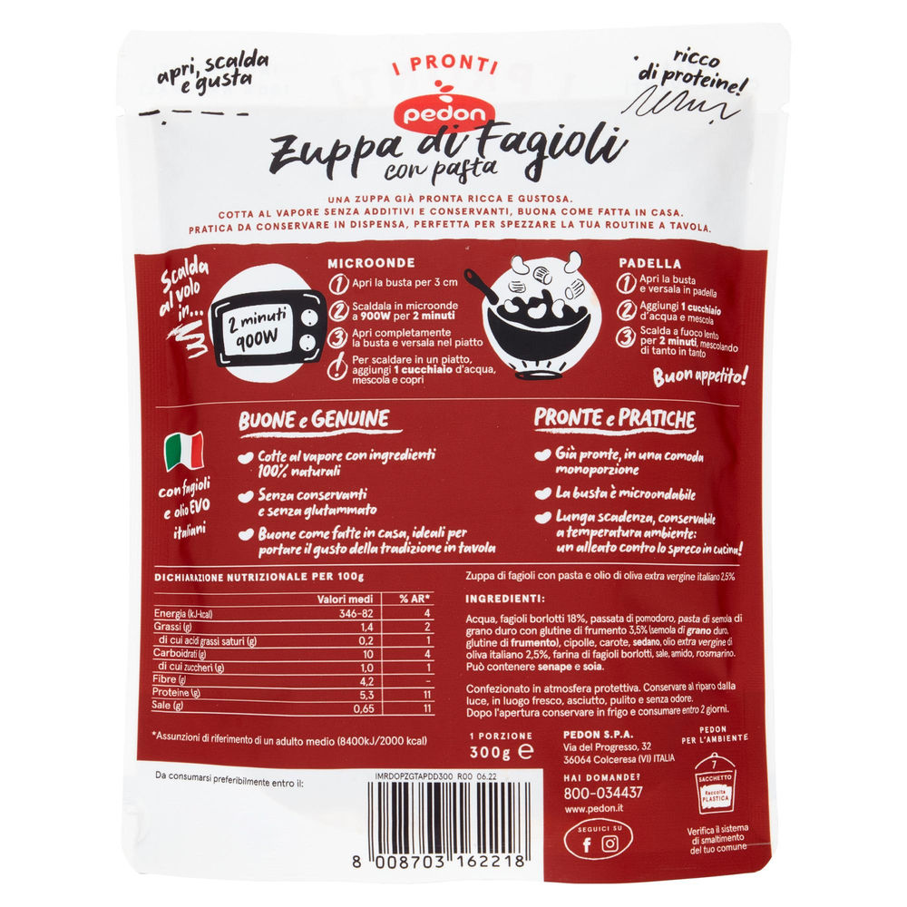 ZUPPA DI FAGIOLI  I PRONTI SACCH. G 300 - 1