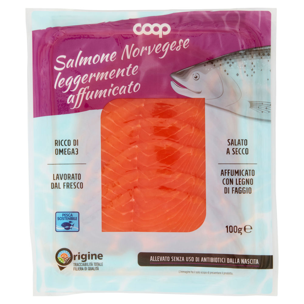 SALMONE NORVEGESE LEGGERMENTE AFFUMICATO ORIGINE COOP G 100 - 0