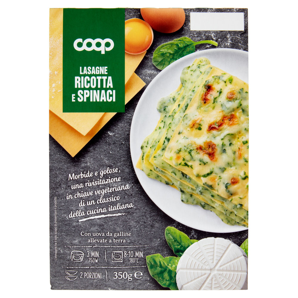 Lasagne ricotta e spinaci coop g 350