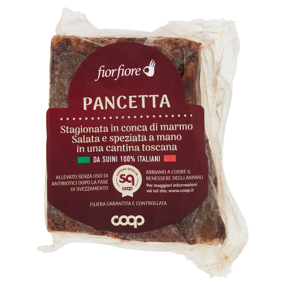 Pancetta stesa stagionata a trancio coop fior fiore sfuso g 300 ca prz