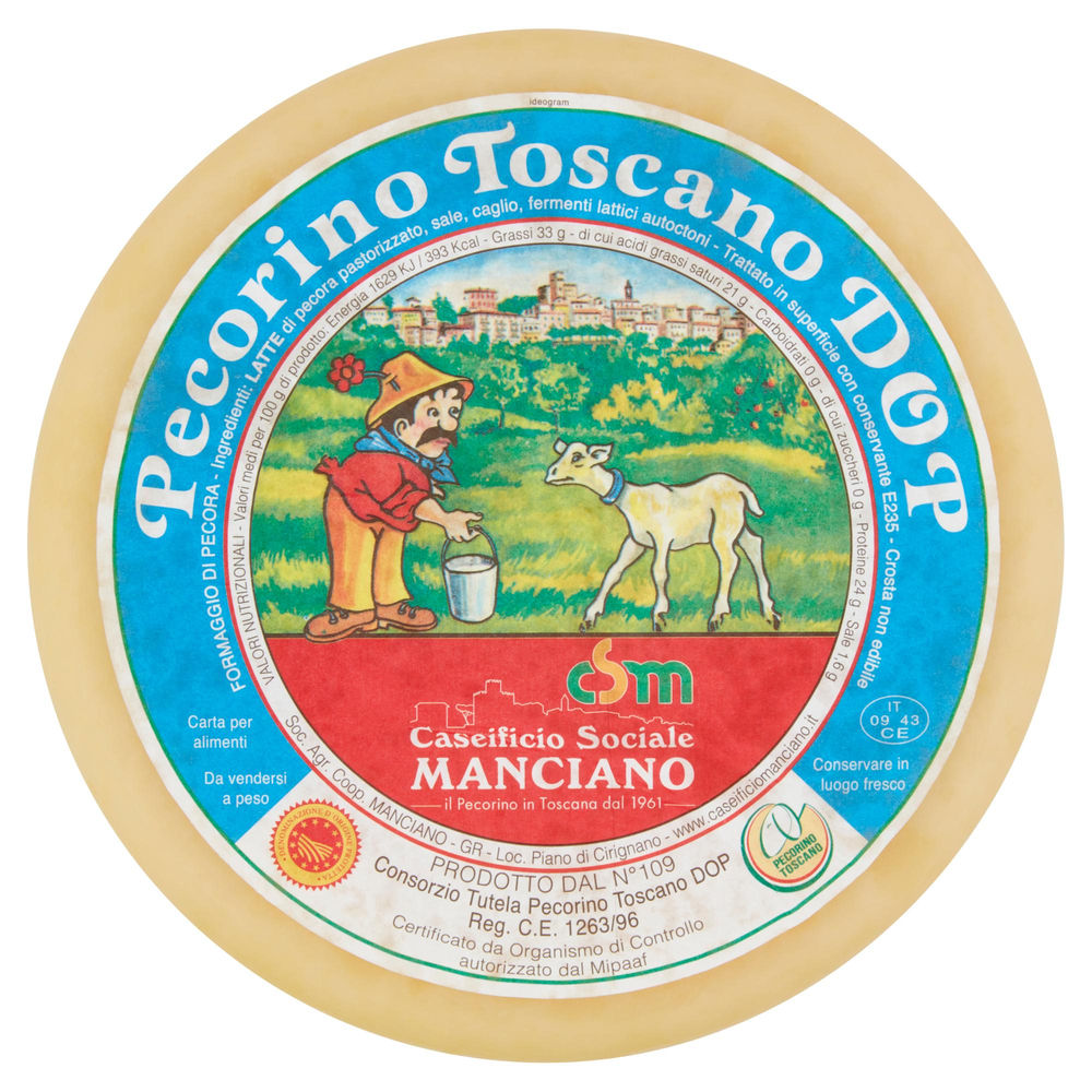 Pecorino toscano dop manciano sf 1,8 kg ca