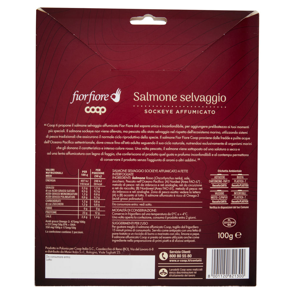 SALMONE SELVAGGIO SOCKEYE AFFUMICATO FIOR FIORE COOP SV  G 100 - 2