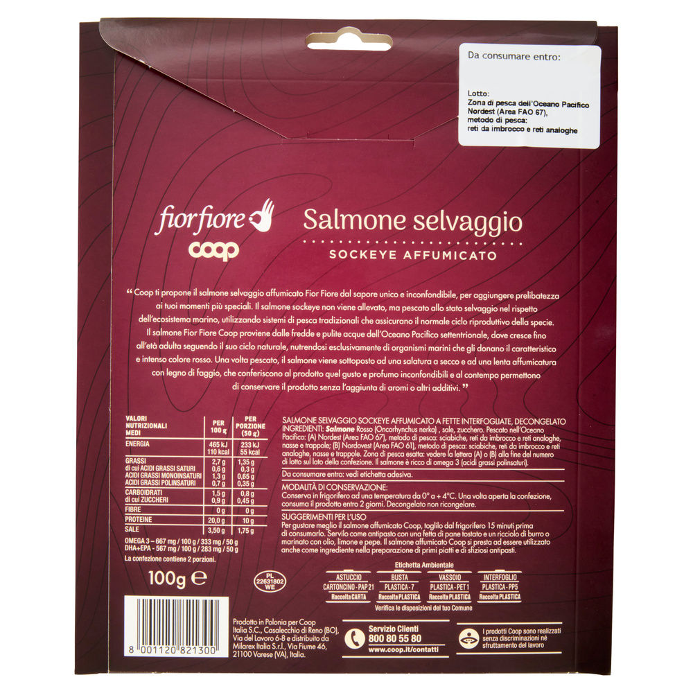 SALMONE SELVAGGIO SOCKEYE AFFUMICATO FIOR FIORE COOP SV  G 100 - 3