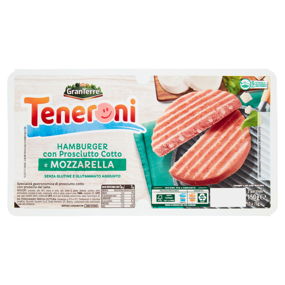 Teneroni di prosciutto cotto alla mozzarella casa modena pz 2 g 150