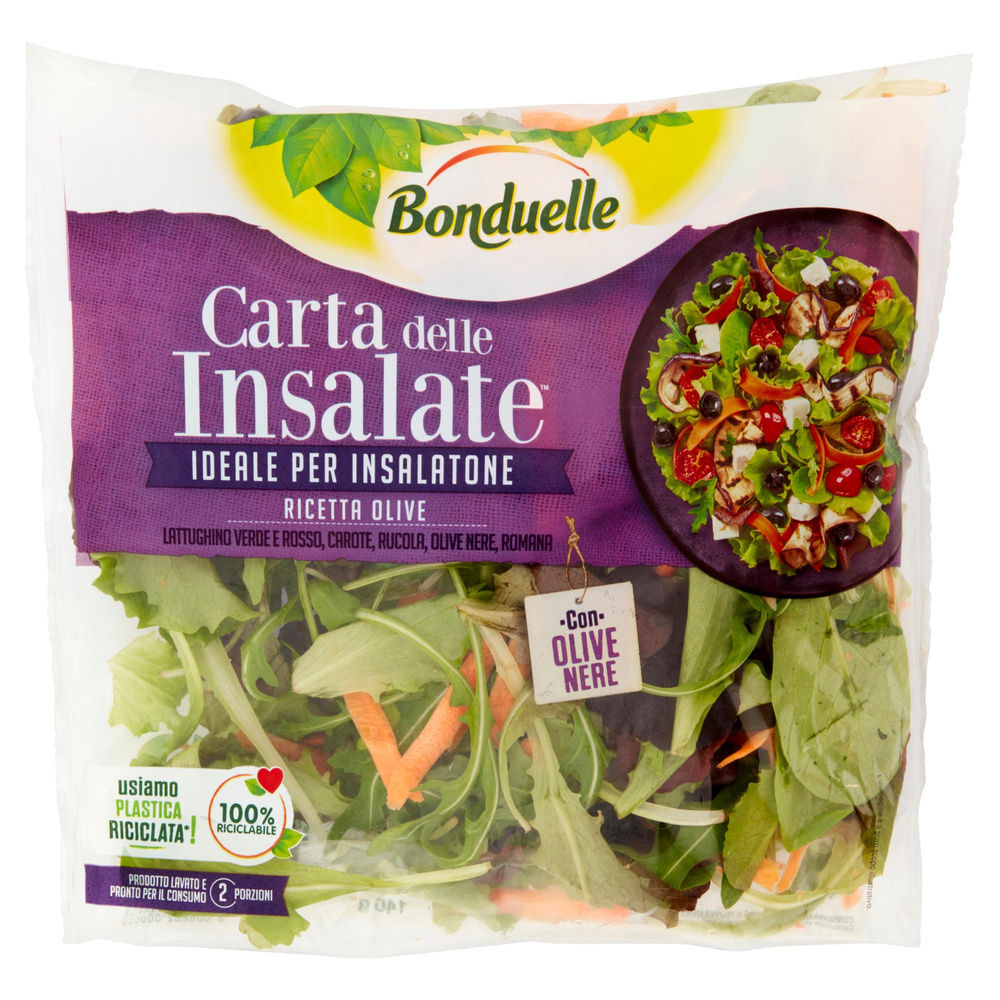 INSALATA MISTA RICETTA CON OLIVE CARTA DELLE INSALATE BONDUELLE BS G 140 - 2