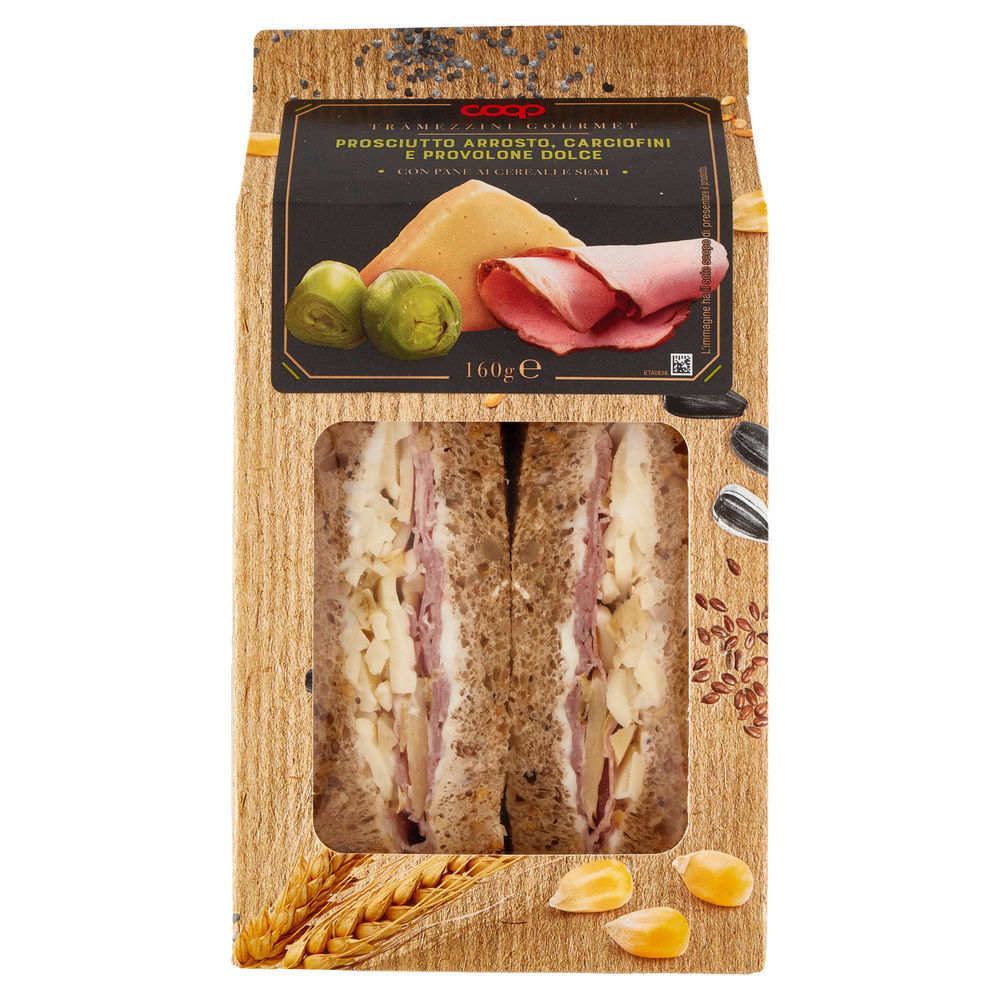 TRAMEZZINO GOURMET CON PROSCIUTTO ARROSTO, CARCIOFI E PROVOLONE DOLCE COOP G 160 - 5