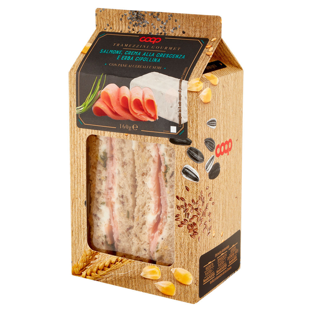 TRAMEZZINO GOURMET SALMONE, CREMA ALLA CRESCENZA E ERBA CIPOLLINA COOP  G 160 - 4