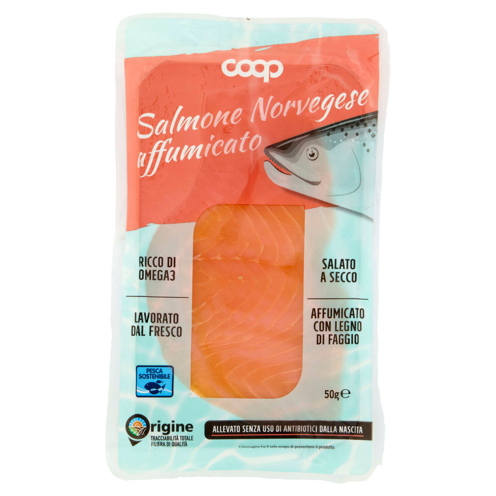 SALMONE NORVEGESE AFFUMICATO ALLEVATO S/ANTIB ORIGINE COOP G 50 - 8