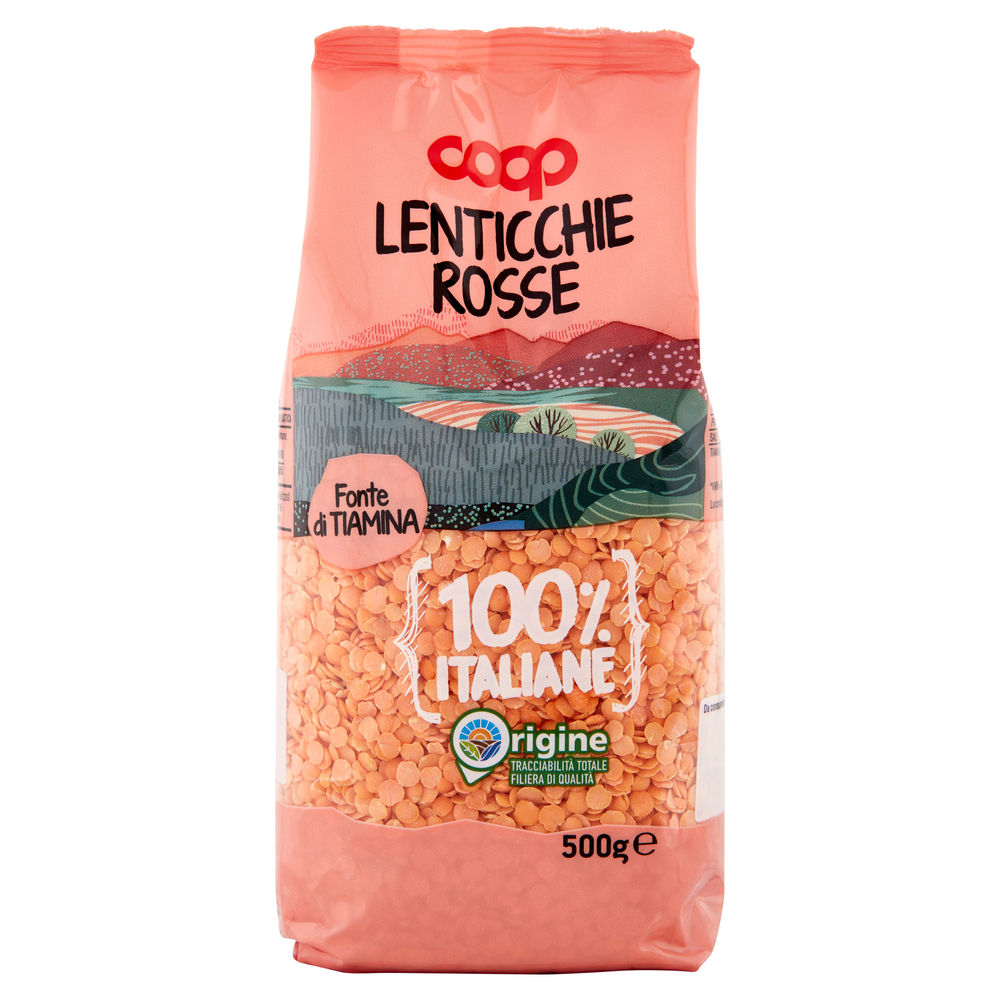 Lenticchie rosse dec. 100% italia coop sh g 500