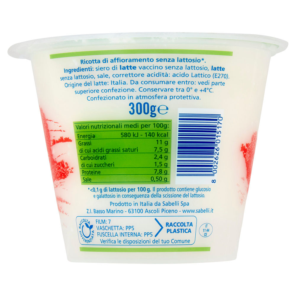 RICOTTA SENZA LATTOSIO SABELLI T/A G 300 - 7