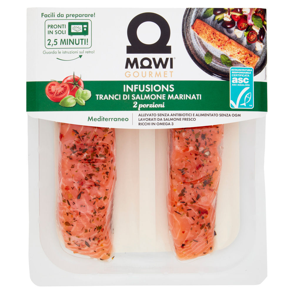 TRANCIO DI SALMONE NORVEGESE MARINATO GUSTO MEDITERRANEO MOWI PF 220 G SKIN - 4