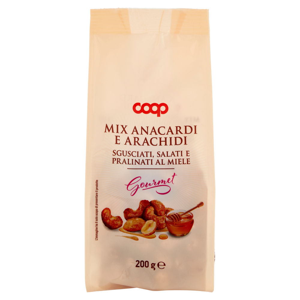 MIX ANACARDI E ARACHIDI SGUSCIATI SALATI PRALINATI AL MIELE GOURMET COOP BS G200 - 0