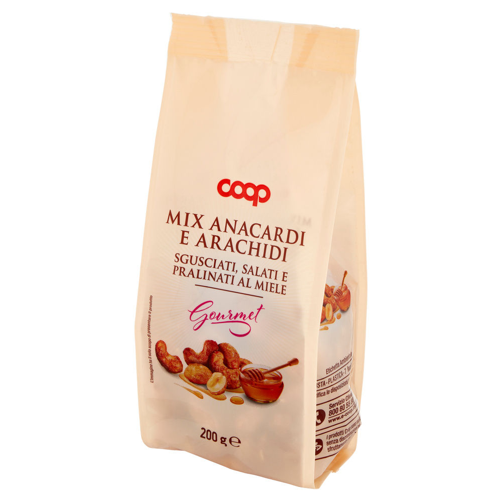 MIX ANACARDI E ARACHIDI SGUSCIATI SALATI PRALINATI AL MIELE GOURMET COOP BS G200 - 4