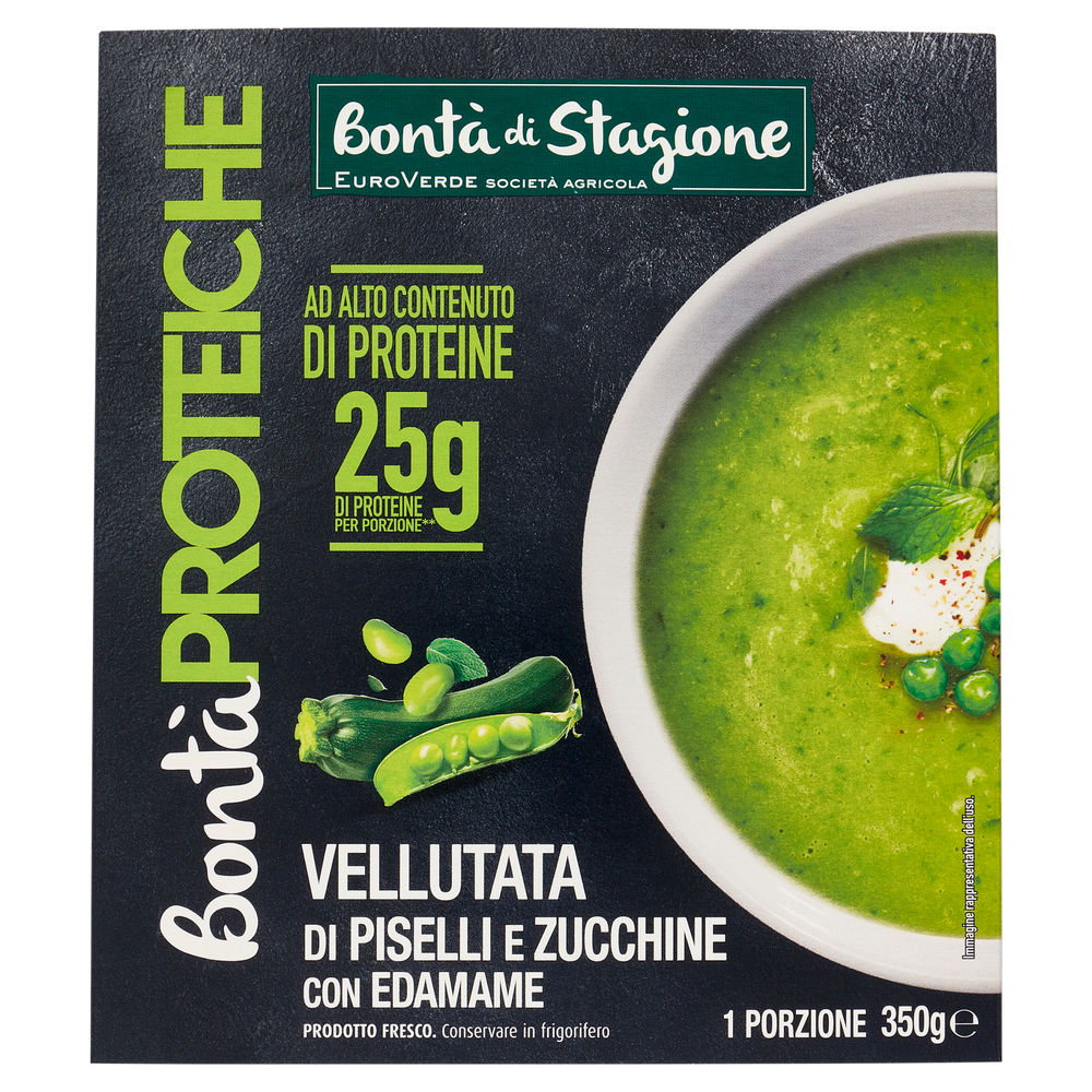 VELLUTATA DI PISELLI, ZUCCHINE, EDAMAME PROTEICA BONTA' DI STAGIONE CIOT. G 350 - 0