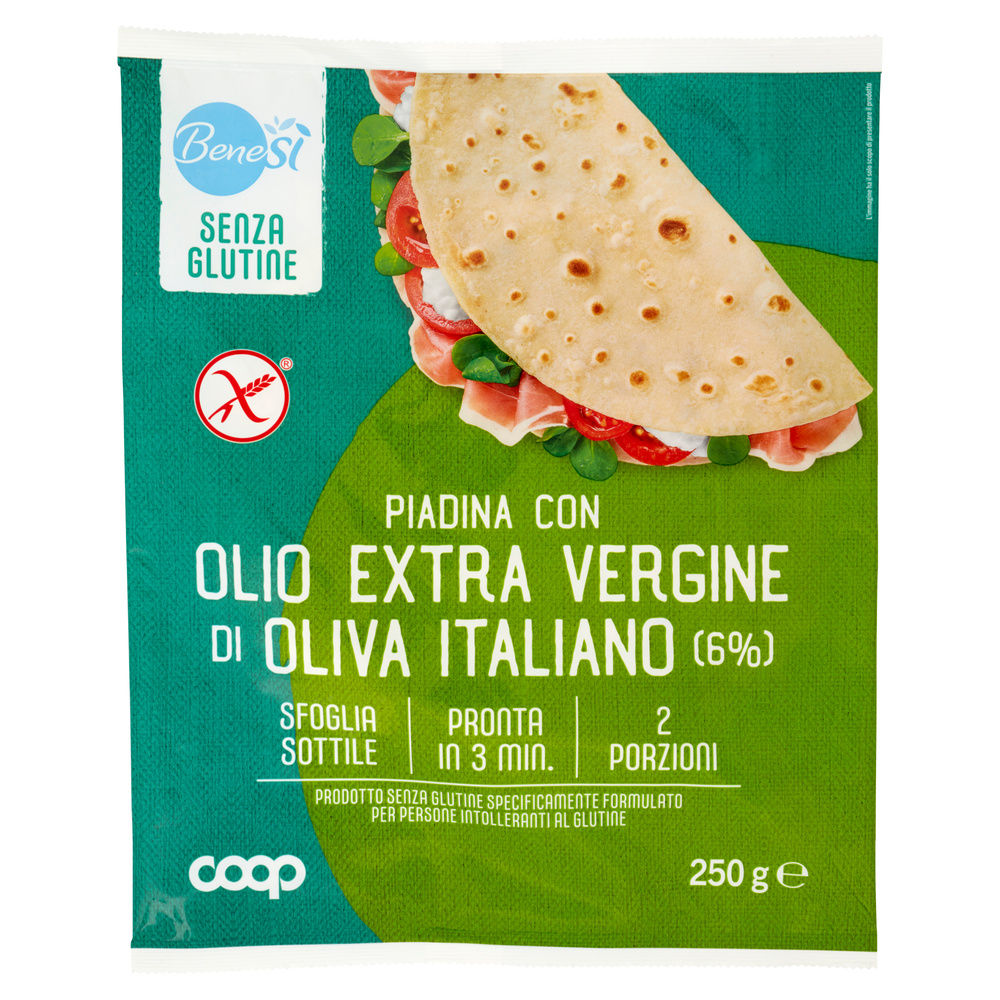 PIADINA CON OLIO EXTRA VERGINE DI OLIVA SENZA GLUTINE BENE SÌ COOP G 250 - 2