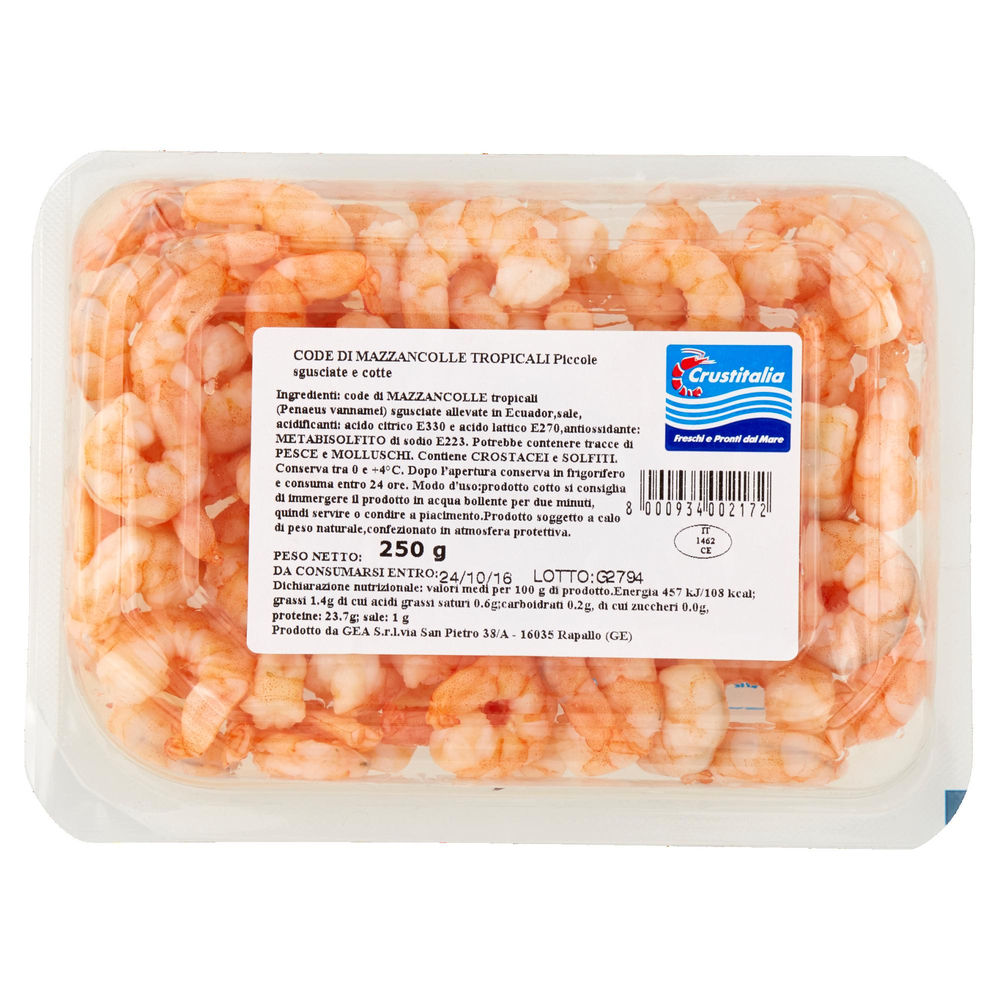 CODE DI MAZZANCOLLE TROPICALI COTTE SGUSCIATE 71/90 PF 250 G - 1