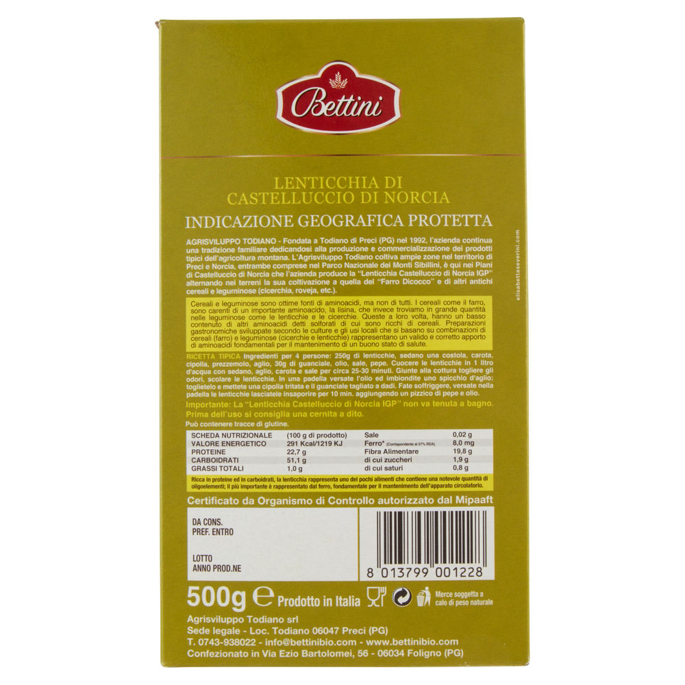 LENTICCHIE DI CASTELLUCCIO DI NORCIA IGP BETTINI SCL G 500 - 1